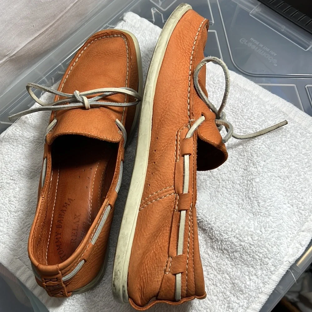 Tommy Bahama Orange Boat Shoes with Moccasin Toe - Picture 6 of 11